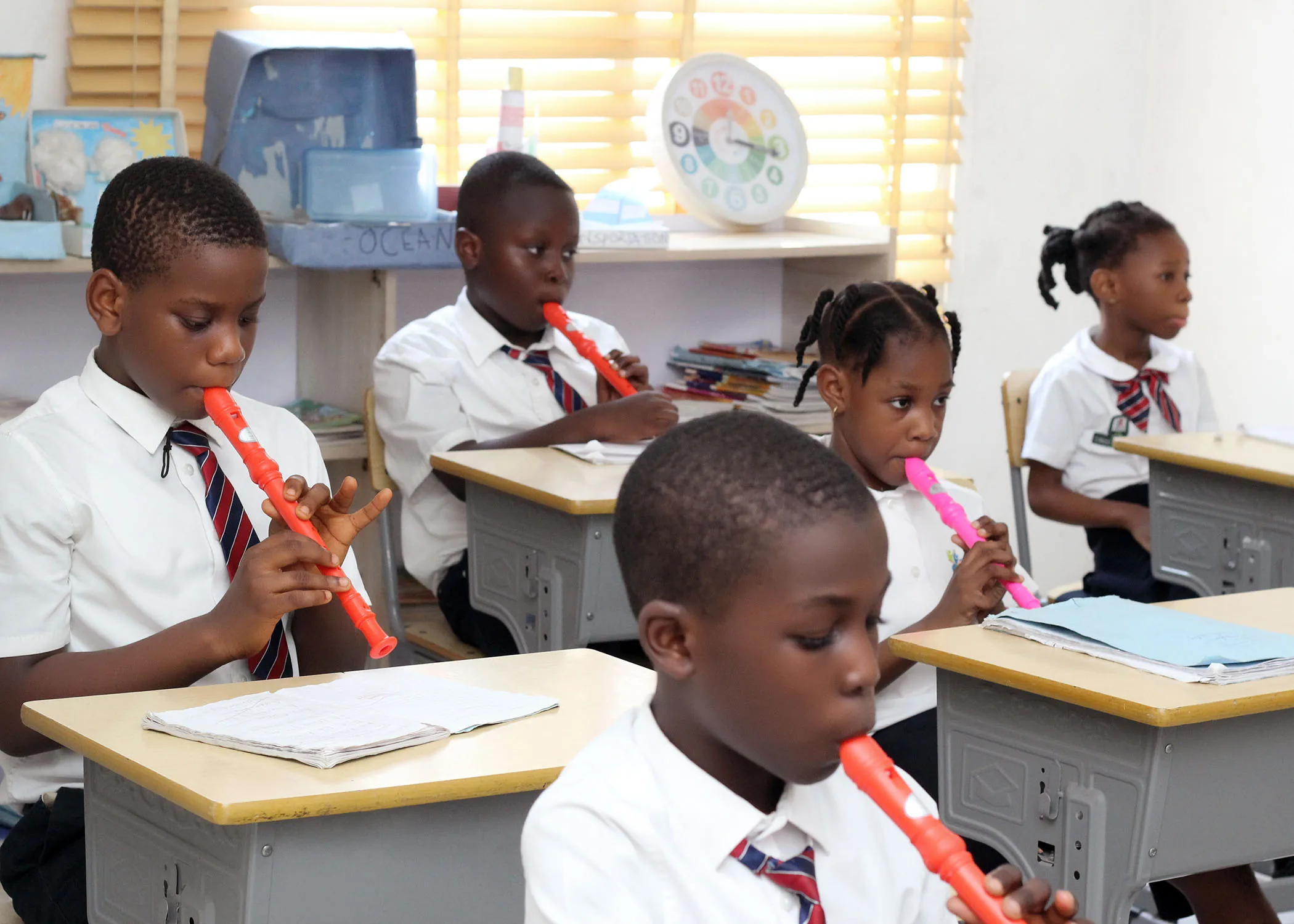 African primary school students in uniform