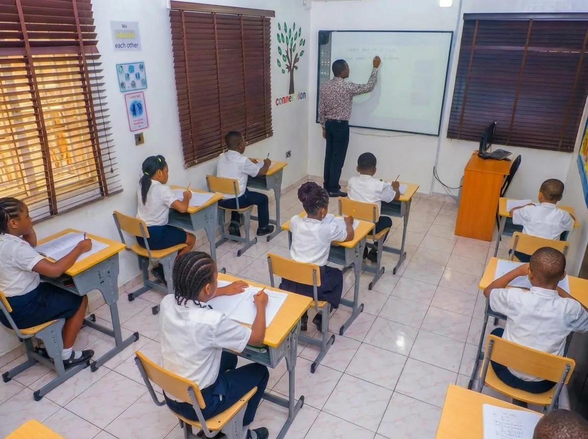 African primary school students in uniform