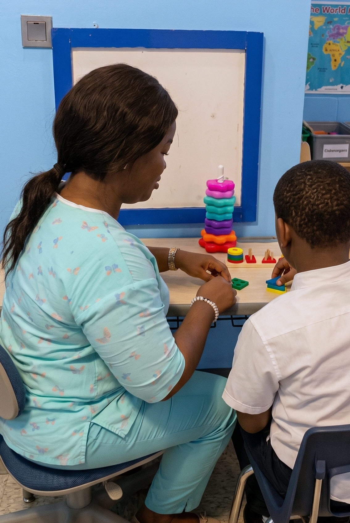 Teacher giving one-on-one support to child