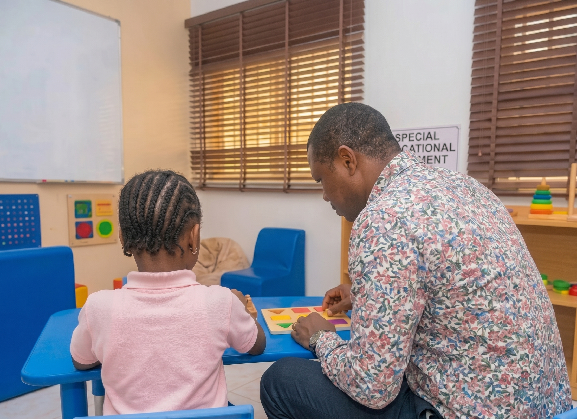 Teacher providing one-on-one SEN support to a child at Pleasant Places School Port Harcourt